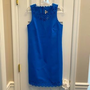 J Crew blue laser cut sleeveless scalloped edge shift dress - Size 2